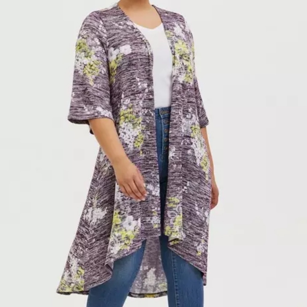 Like New Torrid Hi-Low Open Front Floral Duster Top Size 2X